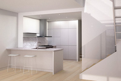 Example of a mid-sized minimalist home design design in New York