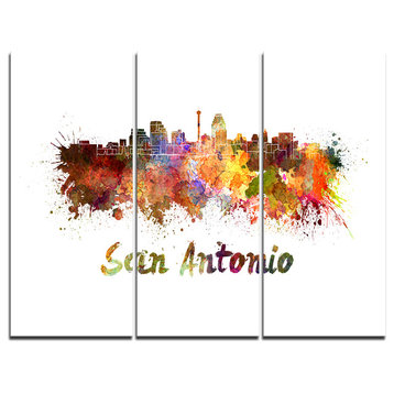 "San Antonio Skyline" Canvas Artwork Print, 3 Panels, 36"x28"