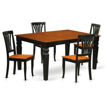 5-Piece Dinette Set With a Dinning Table and 4 Wood Chairs, Black