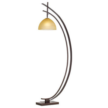 Pacific Coast Lighting Orbit 2 Crescent Metal & Glass Floor Lamp in Bronze/Gold