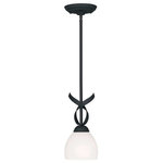 Livex Lighting - Brookside Mini Pendant, Black - Melding the casual elements of wrought iron with a sweeping Art Deco influence, the transitional Brookside collection is at home in the city or the country. The soft, rounded lines are contrasted nicely by the rich black finish. This design delivers an 'uptown' look with laid-back practicality