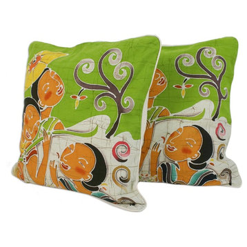 Handmade Lanna Ladies Charm  Cotton cushion covers (pair) - Thailand