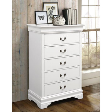 Coaster Louis Philippe Traditional Wood 5-Drawer Chest in White
