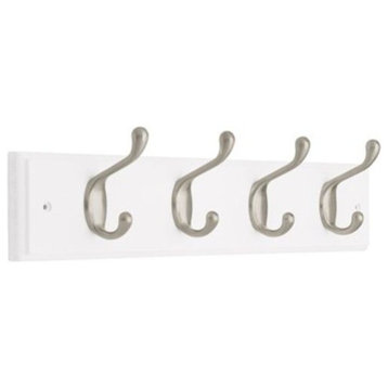 Liberty Hardware 129849 Four Hook Heavy Duty 18"W Coat and Hat - Flat White and