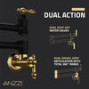 24" Wall Mounted Pot Filler With Dual Swivel, Matte Black and Brushed Gold