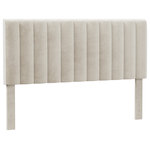 Hillsdale Furniture - Hillsdale Crestone Channel Tufted Upholstered King Size Headboard - Bring the glamour of a luxury resort to your bedroom with this chic upholstered headboard.  This king size headboard is crafted from a blend of hardwood and upholstery and showcases a streamlined silhouette that looks good in any modern bedroom.  This stately headboard offers a comfortable and stable spot to lean on while reading or watching TV. Covered in a velvet-look polyester fabric in a luxurious cream hue, it has deep channel tufting that lures you into the bed for a peaceful night's sleep.  Assembly required.