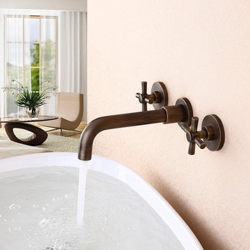 $92.99 Classic Wall Mounted Double Cross Handle Bathroom Sink Faucet