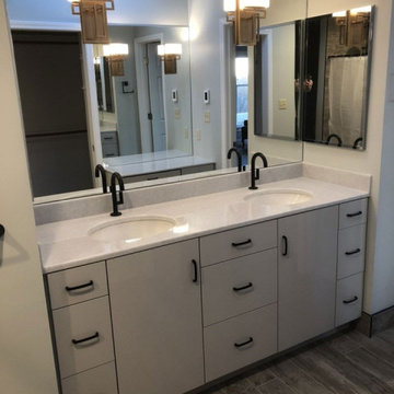 Master Bathroom. Zero Entry Shower, Vanity & Make-Up Cabinet and Dual Sinks