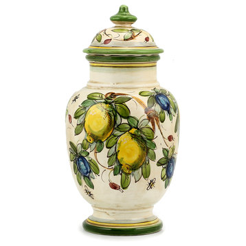 Majolica, Tall Footed Canister