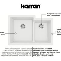 Karran 32" Undermount Large/Small Bowl Quartz Kitchen Sink, White