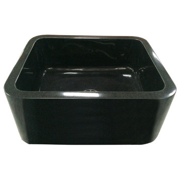 Barclay FSGSB4028-GPBL Acantha 24 In. Granite Farmer Sink in Polished Black
