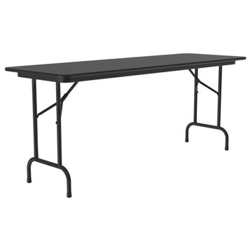 UrbanPro 24"W x 60"D Metal & Wood Folding Table in Black Granite