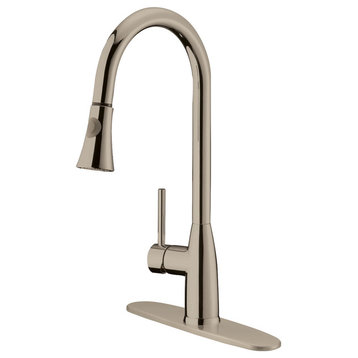 Brushed Nickel Finish Pull-Down Kitchen Faucet LK5B, 1 Hole, 3 Holes