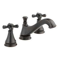 Delta Cassidy Two Handle Wide Spread Lavatory - Low Arc Spout w/ Metal Pop-Up - Bathroom Sink Faucets