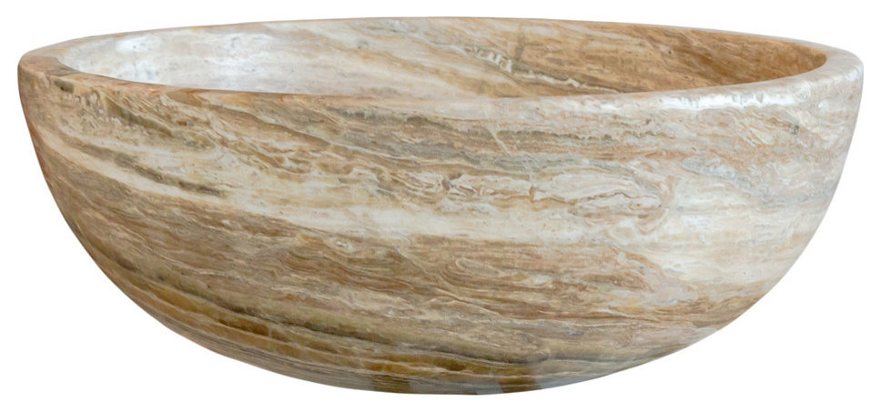 Travertine-Onyx Traonyx Natural Stone Marble Vessel Sink Matte (D)16" (H)6"