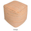 GDF Studio Maja Handcrafted Boho Fabric Cube Pouf, Orange, Beige