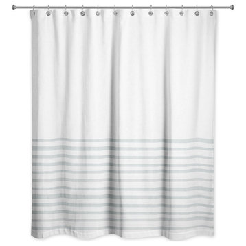 Textured Soft Blue Stripes 71x74 Shower Curtain