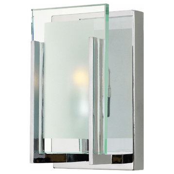 Latitude Bath Vanity in Chrome With Clear Beveled Inside-Etched Glass