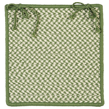 Colonial Mills Outdoor Houndstooth Tweed Leaf Green Chair Pad, Set of 4