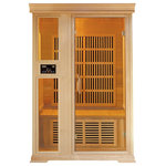 Therapy Spa - P-02 Two-Person Far Infrared Sauna Hemlock Wood Tempered Glass  ETL - 110v 20amp - 'P-02' Two-Person Indoor Far Infrared Sauna Hemlock Wood with Tempered Glass Door and Fully Accessorized with Wireless Speakers
