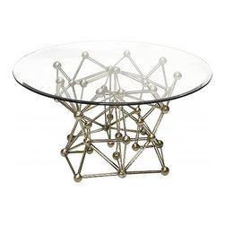 Worlds Away Molecule Silver Leaf Iron Round Table 42 - Dining Tables
