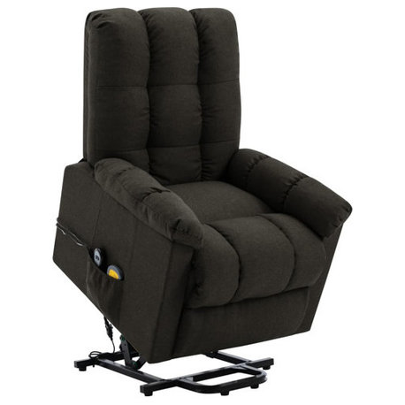 vidaXL Power Lift Recliner Electric Lift Chair for Elderly Dark Brown Fabric