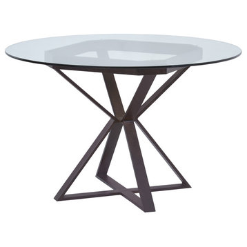 Cairo Round Dining Table, Auburn Bay Finish and 48" Glass Top