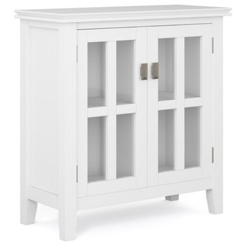 Simpli Home Artisan Solid Wood 30 " Transitional Low Storage Cabinet in White
