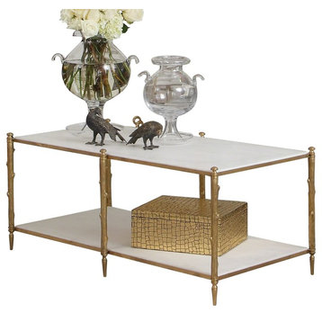 Arbor Cocktail Table, Brass/White Marble