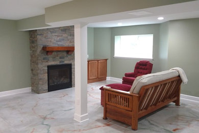 Example of a trendy basement design in Boston