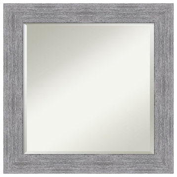 Bark Rustic Grey Beveled Wall Mirror - 25 x 25 in.