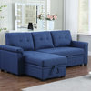 Lucca Linen Reversible Sleeper Sectional Sofa, Blue