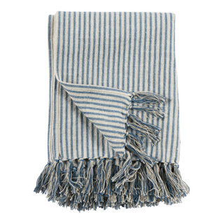 Benny 50x 70 Throw Blanket in Blue Natural By Kosas Home - Beach