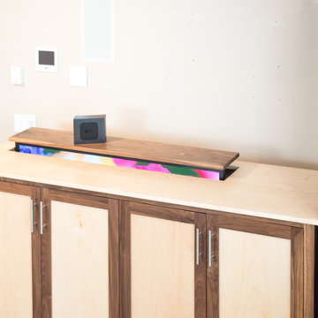 TV Lift Cabinet in solid Maple Infused with Solid Walnut (The Naramada)