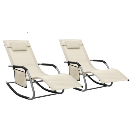 Vidaxl Sun Loungers 2-Piece Set Textilene Cream And Gray