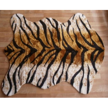 Faux Bengal Tiger Skin Rug 4'10x6'8 Large