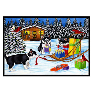 Caroline's Treasures ASA2181MAT Winter Rabbits Door Mat, Indoor