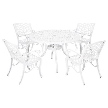 Brody Traditional Outdoor 4-Seater Round Cast Aluminum Dining Set