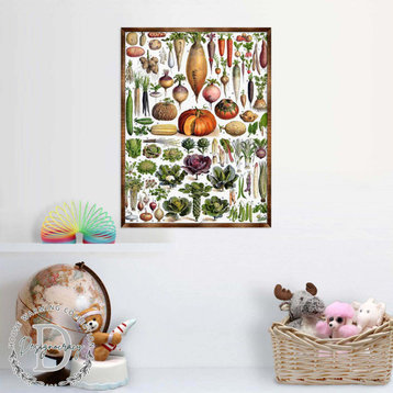 Kids Educational Poster with Root Vegetables Wooden Decor Classroom Decor
