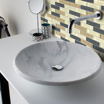 Contemporary Amazonia 1X4 Glass Tile Bathroom