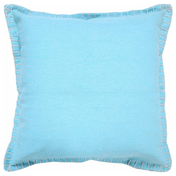 20" X 20" Bright Blue 100% Cotton Zippered Pillow