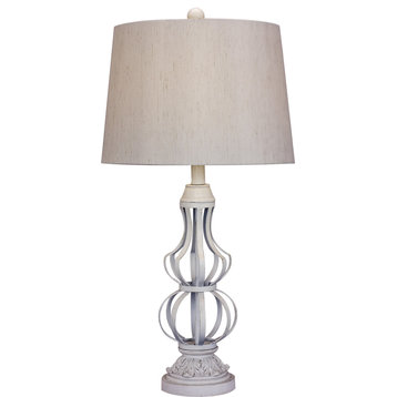 Metal Open Work Table Lamp, Antique White