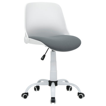 Calico Designs Durable Folding Back Modern Swivel Office Task Chair -White,Grey