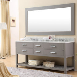 Cadale 72 inch Gray Finish Double Sink Bathroom Vanity One Mirror - Bathroom Vanities And Sink Consoles