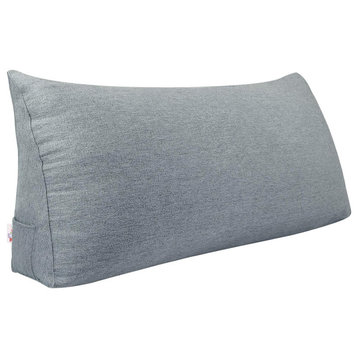 Bed Rest Reading Wedge Headboard Pillow Sofa Back Support Bolster Linen Grey, 76x20x8