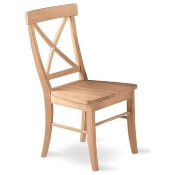 Catania 17.5" X-Back Wood Dining Chair in Unfinished (Set of 2)