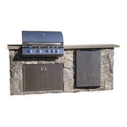 Stoneliving 7' Grill Island with Refrigerator - Outdoor Grills