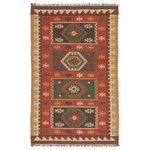 Jaipur Living - Jaipur Living Amman Handmade Geometric Red/ Gold Area Rug 7'10"X9'10" - Rich tones and a captivating geometric design combine to create this Southwestern-style area rug. This flatweave jute layer showcases red, gold, navy, and green hues, accented by textured fringe along the edges for an eclectic and subtly rustic look.