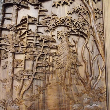 Black Walnut Wood Carved Doors