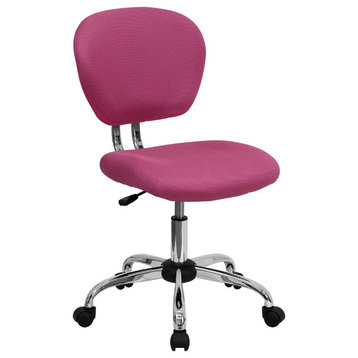 Flash Furniture Mid-Back Pink Mesh Task Chair With Chrome Base